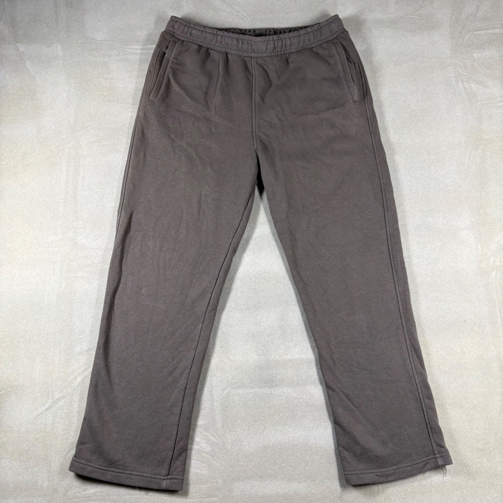 Zara Mens Fleece Lined Sweatpants Gray Brown Straight Leg Size L